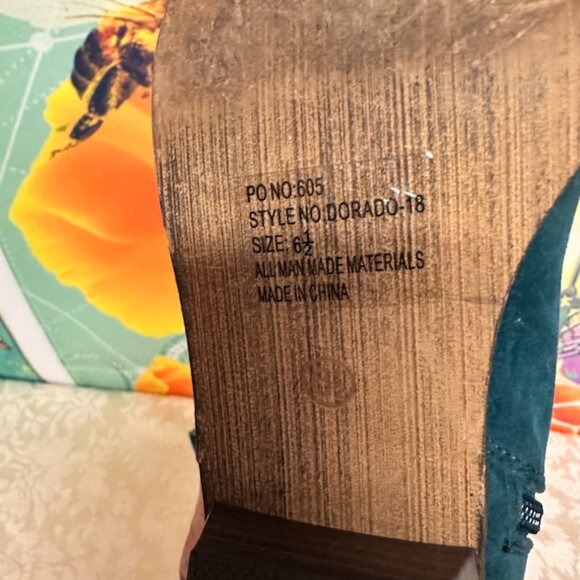 Bredelles Teal Fringe Faux Suede Booties – Size 6.5 - Picture 5 of 8